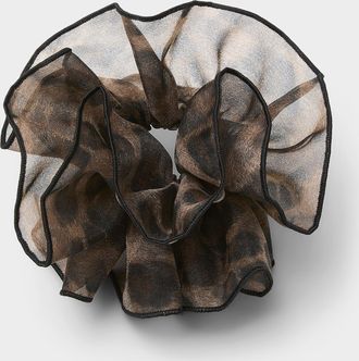 Simons Womens Leopard organza double scrunchie