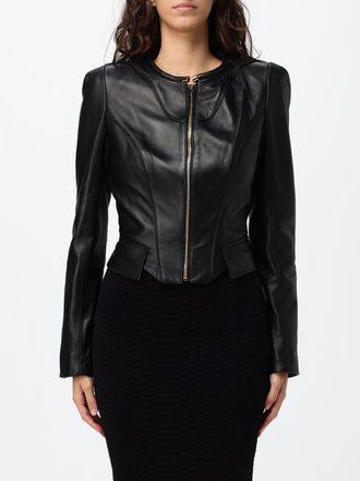 Elisabetta Franchi Giacca biker slim fit in pelle ovina con zip