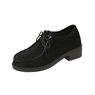 Generic Lace Up Shoes Women Comfortable Dress Shoes Round Toe Stylish Classic Flat Low Heel Smart Casual Walking Shoe Work Office Leisure Black