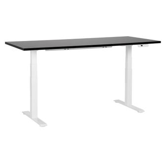Beliani Beliani - Escritorio De Altura Regulable El&eacute;ctrico Oficina Moderna Patas Cuadradas 180 X 80 Cm Tablero Negro Soporte De Acero Blanco Destines