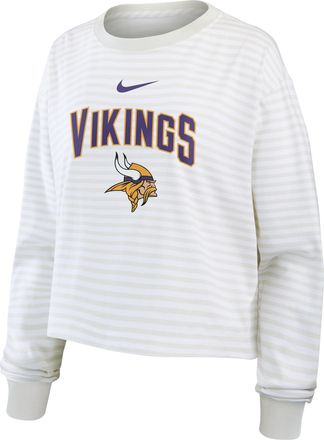 Nike Minnesota Vikings Primetime Nike Womens Cropped Long-Sleeve T-Shirt in White | 05KV0CEB9M-PFN