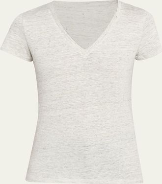 Majestic Filatures Short-Sleeve Stretch Linen Top
