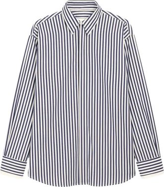Ami Grote gestreepte blouse - Dames - Overhemden - Blauw - S - Katoen - Overhemden