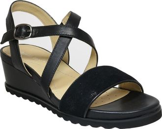 David Tate Kinsley Ankle Strap Wedge Sandal in Black Suede at Nordstrom, Size 10.5