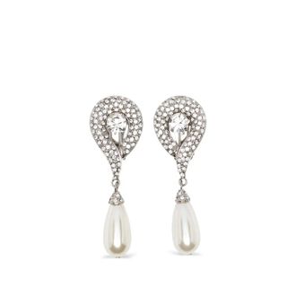 Alessandra Rich Earrings, female, White, Size: ONE SIZE Teardrop Earrings