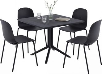 Clp Conjunto De Muebles De Jard&iacute;n Zeron Con 4 Sillas Negro