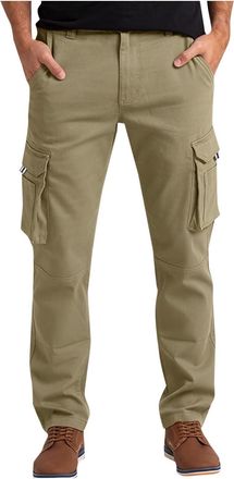 Generic Cargo Pants for Men Plain Button Classic Fit Cargo Trousers Multiple Pockets Outdoor Military Tactical Combat Trousers Autumn Winter Casual Work Pants