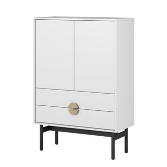 Selsey Selsey Stoon Ii - Aparador Alto Con 2 Puertas Y 2 Cajones - 85 Cm - Blanco