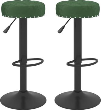 vidaXL Taburetes De Cocina 2 Unidades Terciopelo Verde Oscuro Vidaxl