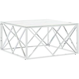 vidaXL Vidaxl - Mesa De Centro Acero Inoxidable Y Vidrio Plateado 80x80x40 Cm