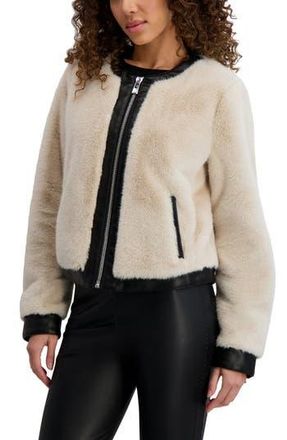 Karl Lagerfeld Faux Fur Jacket in Oyster at Nordstrom Rack, Size X-Small