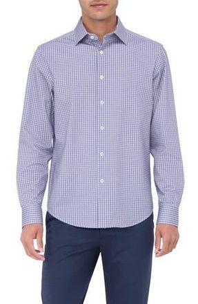 Bugatchi James OoohCotton Checker Button-Up Shirt in Lilac at Nordstrom Rack, Size X-Large