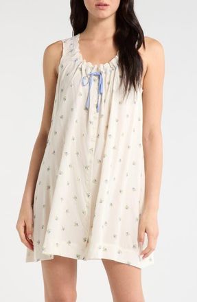 Reformation Holly Floral Print Sleep Dress in Ivory Petite Rose at Nordstrom, Size X-Large
