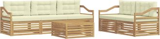 vidaXL Conjunto De Sof&aacute;s De Exterior 6 Uds. Blanco Y Crema Vidaxl