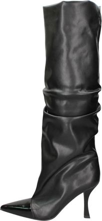 Marc Ellis High Draped Stiletto Boot - Dames - Laarzen met Hak - Zwart - 37 EU - Leer - Schoenen