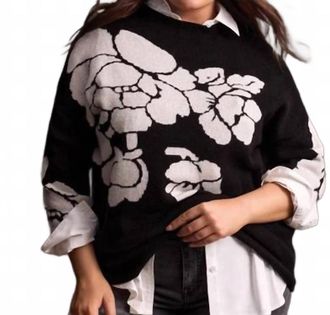 Tribal Long Sleeve Funnel Neck Sweater In Black