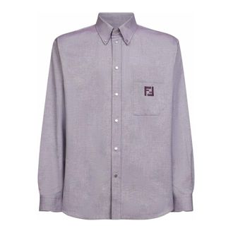 Fendi Heren, Overhemden, Paars, Maat: M Katoen