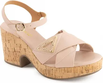 Andrea Womens Ankle-Strap Heeled Sandals In Pink/ Tan