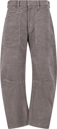 Nili Lotan Grey Shon Rounded-Leg Cotton Pants