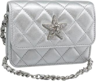Chanel Pre-owned Vintage Mini Schoudertas - Dames - Vintage Mini Tas - Grijs - ONE Size - Leer - Vintage