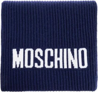 Moschino Sjaal met logo - unisex - Wintersjaals - Blauw - ONE Size - Accessoires
