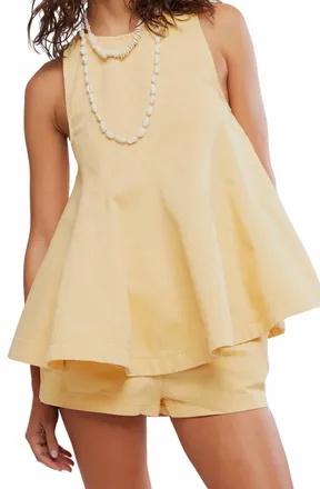 Free People Cassius Denim Tunic Top & Shorts Set In Yellow