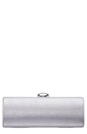 Nina Xandra Metallic Faux Leather Frame Clutch in Silver at Nordstrom