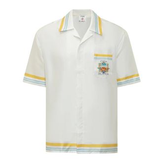 Casablanca Short Sleeve Shirts, male, White, Size: XL Cuban Collar SS Shirt