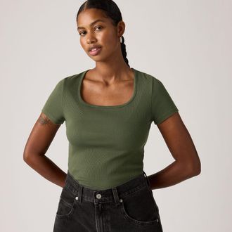 Levi's Essential Square Neck Tee - Womens - XS - Green