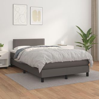 vidaXL Vidaxl - Cama Box Spring Con Colch&oacute;n Cuero Sint&eacute;tico Gris 120x200 Cm