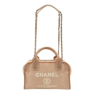 Chanel Pre-owned Deauville Canvas 2way Bag - Dames - Pre-owned - Beige - Maat: ONE Size Leer