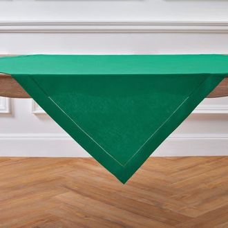Solino Home Linen Table Throw - Classic Hemstitch, 52 x 52 Inch, 52 x 52 Inch in Emerald at Nordstrom, Size Medium