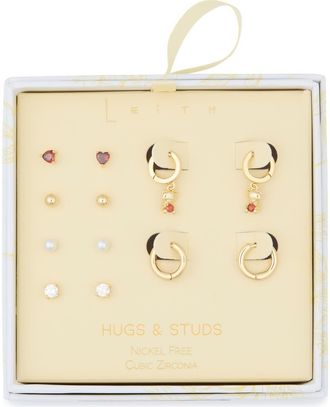 Leith 6-Pair Cubic Zirconia Earrings Set in Clear- Red- Gold at Nordstrom Rack