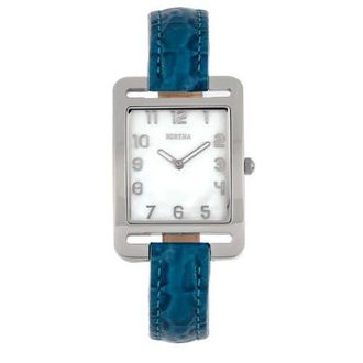 Bertha Sunglasses Marisol Swiss MOP Leather-Band Watch in Blue at Nordstrom