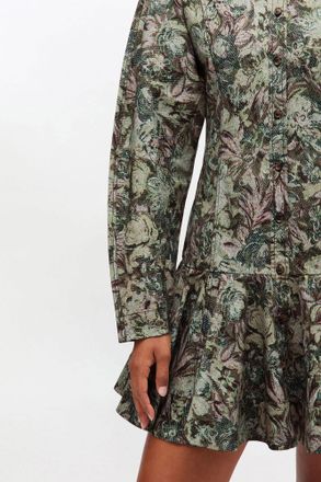 Ganni Mixed Tapestry Floral Shirt Dress - Size 32 Organic Cotton