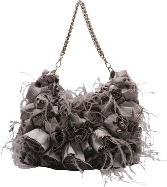 Giorgio Armani Floral-Applique Chain Shoulder Bag in Old Rose Polyester