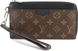 Louis Vuitton Black Brown Monogram Macassar Monogram Leather Long Wallet (Bi-Fold) (Pre-Owned)