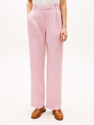 Tommy Hilfiger Anzughose TOMMY HILFIGER TIMELESS WOOL RLXD STRT PANT, Damen, Gr. 34, N-Gr, bonita pink, Web, Obermaterial: 54% Polyester, 44% Wolle, 2% Elasthan, uni