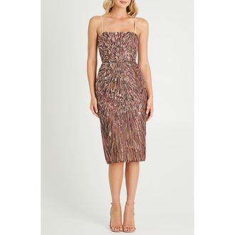 Helsi Marina Sequin Cocktail Pencil Dress in Carmine/Gold at Nordstrom Rack, Size Medium