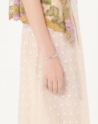 Valentino Garavani Bracciale Ovalette In Metallo, Perle E Cristalli Swarovsky Donna RHODIUM M