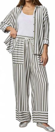 Splendid Ella Soft Stripe Pant In Vintage Olive Branch