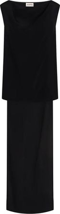 P.A.R.O.S.H. Zijden Strik Kraag Blouse - Dames - Maxi kleedjes - Zwart - M - Kleedjes