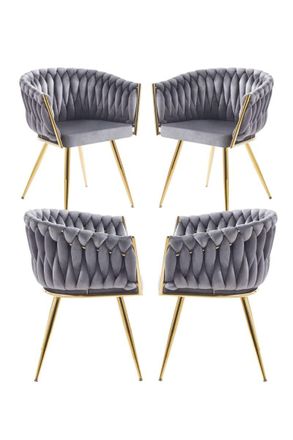 Regalos Miguel Packs Sillas Comedor - Pack 4 Sillas Widny Golden Terciopelo - Gris Oscuro