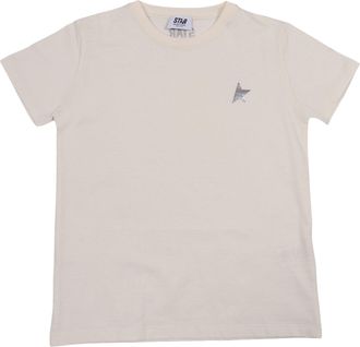 Golden Goose Sneakers Star T-shirt unisex in jersey di cotone con stampa metallizzata Heritage White