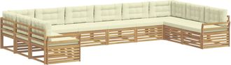 vidaXL Juegos De Sof&aacute;s 10 Uds. Blanco Y Crema Polyester Vidaxl