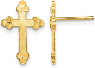 Diamond2Deal 10k Yellow Gold Budded Cross Shape Stud Earring