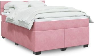 vidaXL Cama Box Spring Con Colch&oacute;n Terciopelo Rosa 140x200 Cm Vidaxl