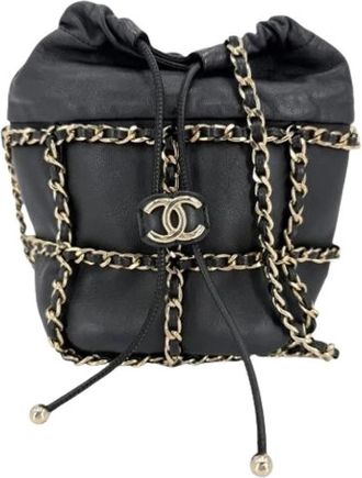 Chanel Pre-owned Vintage Bucket Bag - Dames - Vintage Tas - Zwart - ONE Size - Leer - Vintage