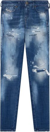 Diesel Slim-fit jeans met scheuren - Dames - Slim Fit Jeans - Blauw - W23 - Katoen - Jeans
