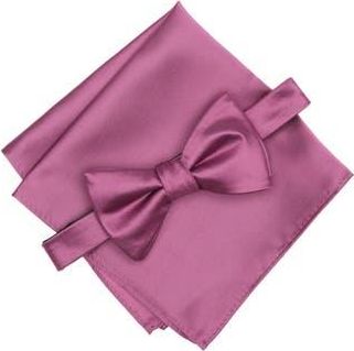 Original Penguin Textured Satin Bow Tie & Pocket Square Set in Eggplant at Nordstrom Rack